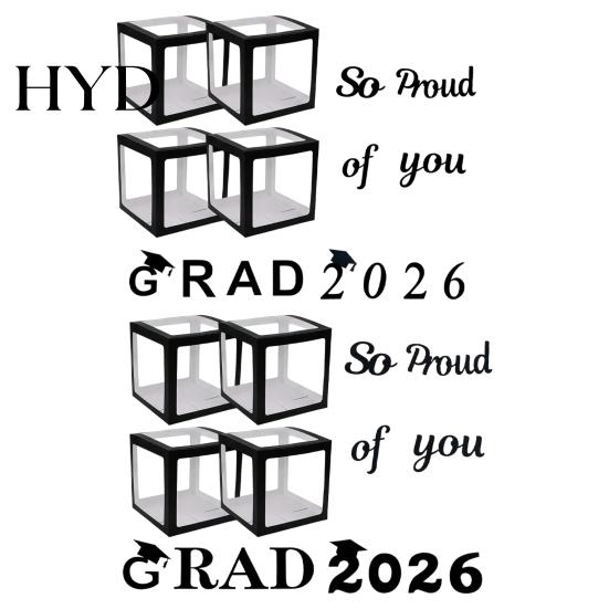 Event Decoration Box 4 Pcs 2026 Graduation Balloon Boxes So Pround of You Black with Letters for Class Grad Party Supplies