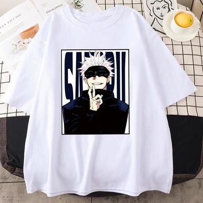 Hot Anime Satoru Gojo Print T-shirt Summer Fashion Y2k Casual Loose T Shirt Women Unisex Harajuku Shirts