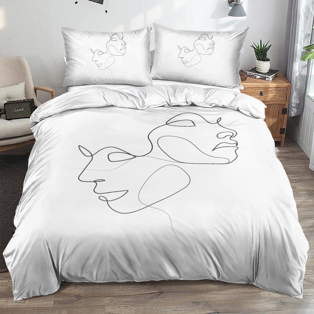 3D Valentine's Day Bedding Set, Couple Down Duvet and Pillowcase, Couple Room Full Size Creative Minimalist Home Textile Valentine's Day Gift