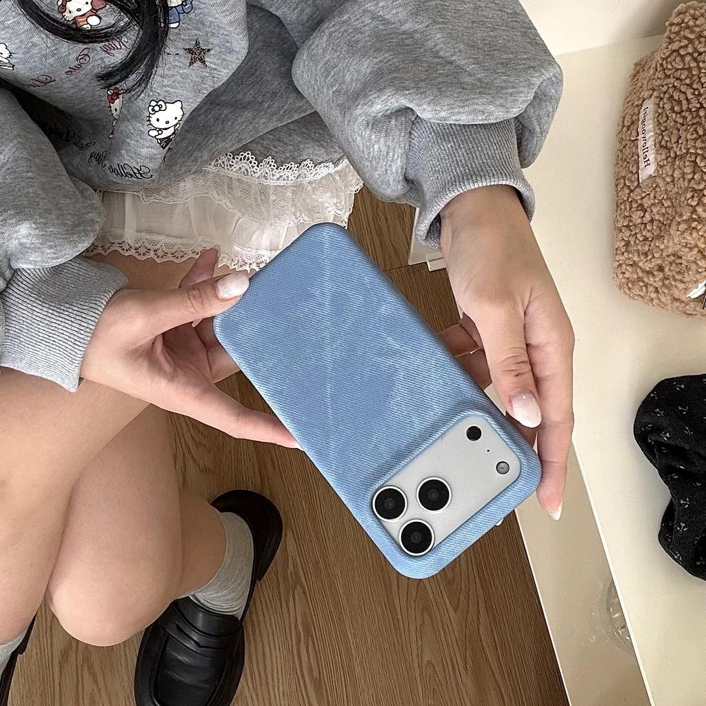 Retro Vintage Cowboy Fabric Case for iPhone 17 Air 16 15 14 13 12 Pro Max Plus Luxury Jeans Bumper Armor Frameless Phone Cover