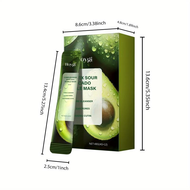 4G*12 Avocado Cleansing Bubble Mask Moisturizing and Hydrating Gentle Non-tightening Cleansing Mask Suitable for All Skin Types