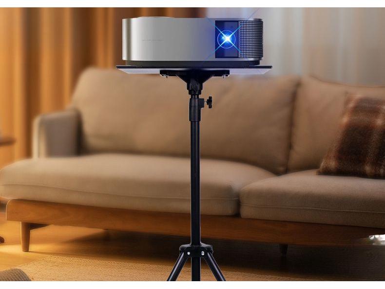 Portable Projector Tripod Stand with Pan-Tilt Tray for Home and Bedside Use
