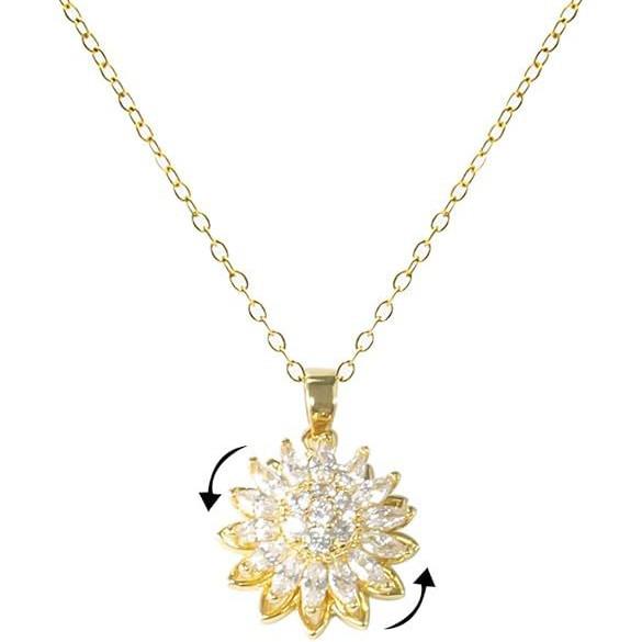 Rotatable Sunflower Pendant Necklace: High-End Light Luxury Clavicle Chain