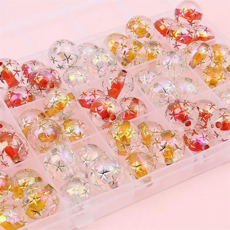Retro Japanese Gold-Plated Silver Star Resin Beads for DIY Earrings