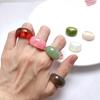 Glossy Transparent Resin Rings Set For Women Mix Color Simple Personality Jewelry Party Gifts