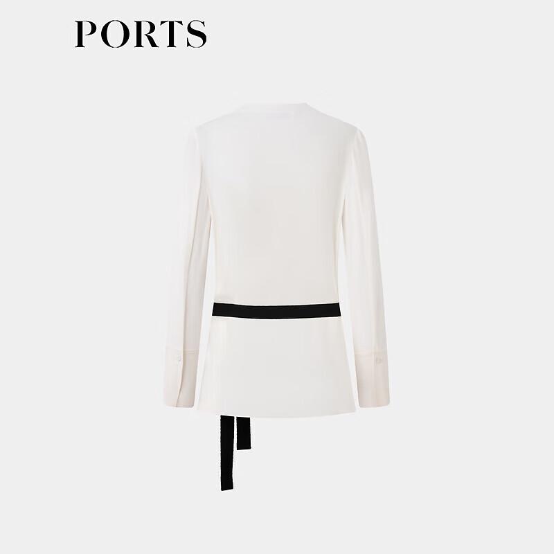Ports Women's Elegant Scarf Collar Silk Blend Blouse