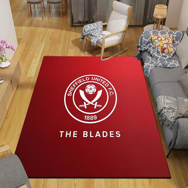 Sheffield United Flannel Pattern Square Carpet,Area Rug,Carpet Rug for Living Room Bedroom Sofa Playroom Decor,Non-slip Floor Mat