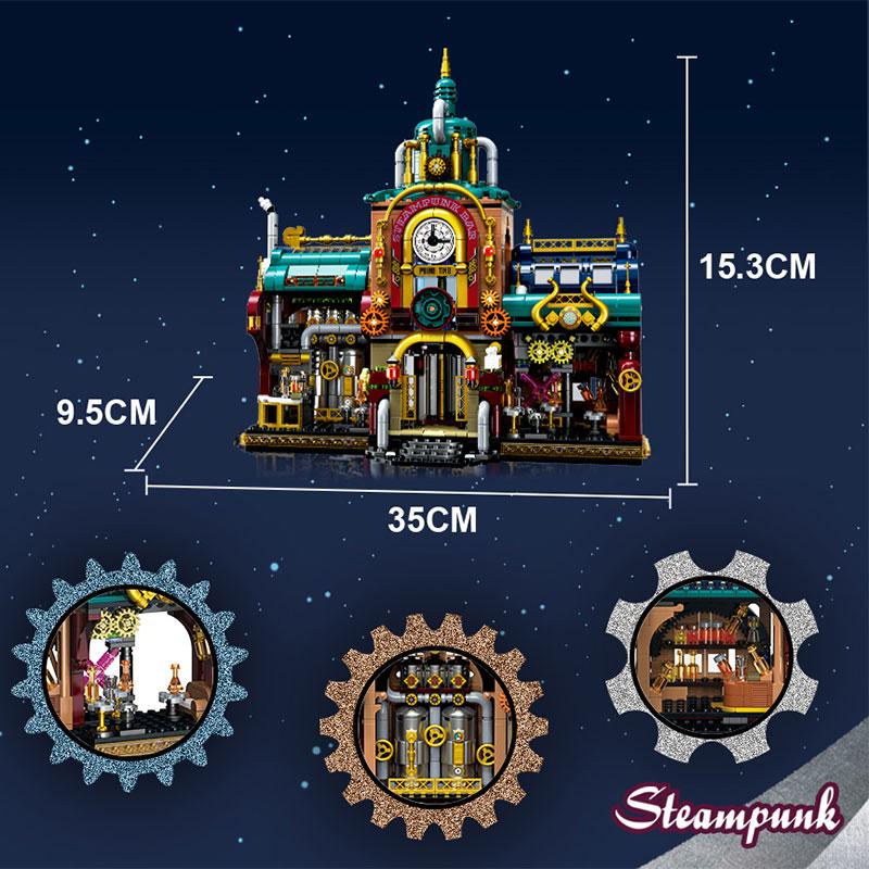 

ZHE GAO Building Blocks Steampunk Bar Small Particles Street View Puzzle Set Toy Models Decoration for Children s Halloween Gift NO BOX