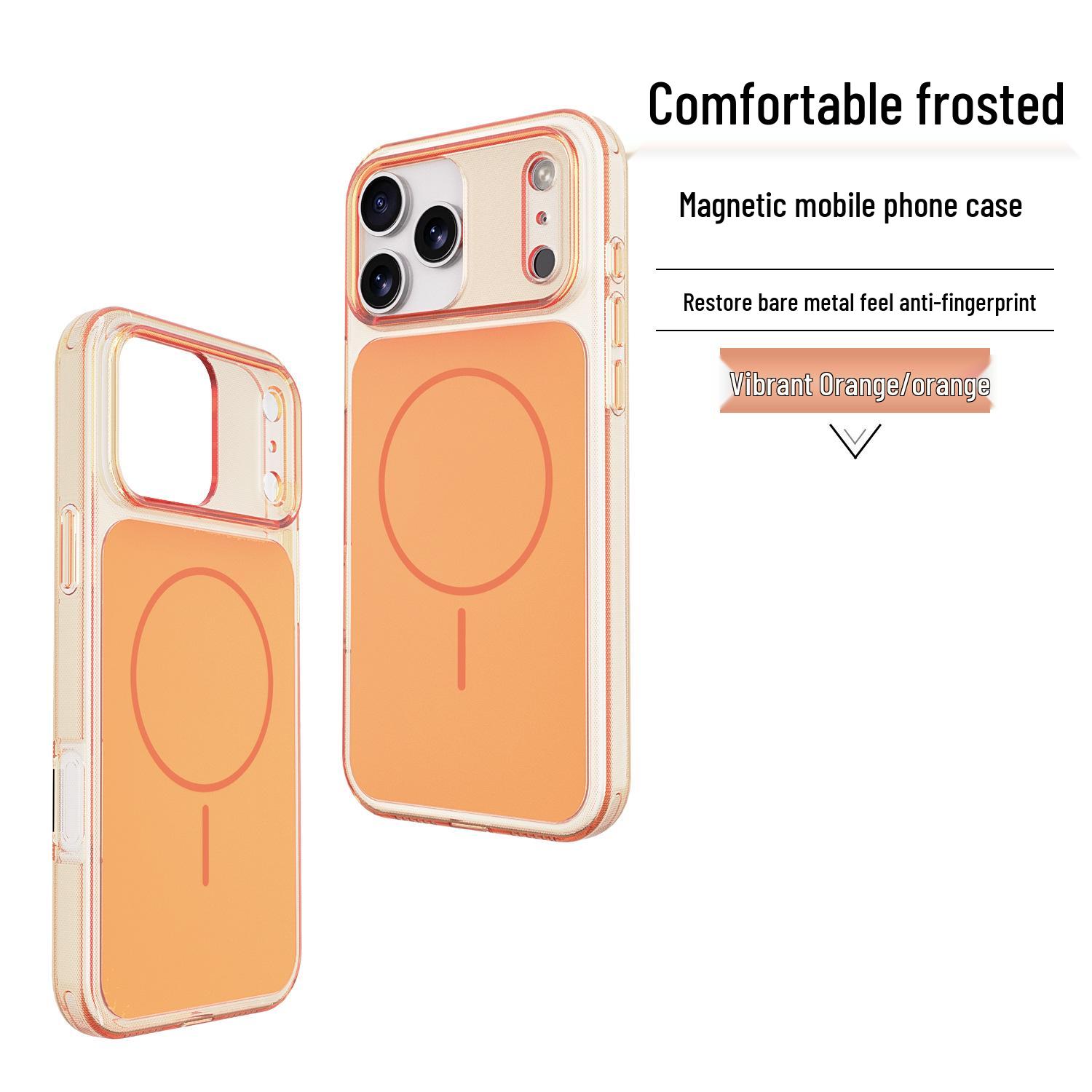 iPhone 17 Pro Max Transparent Magnetic Anti-drop Case iPhone 14 Pro оранжевый