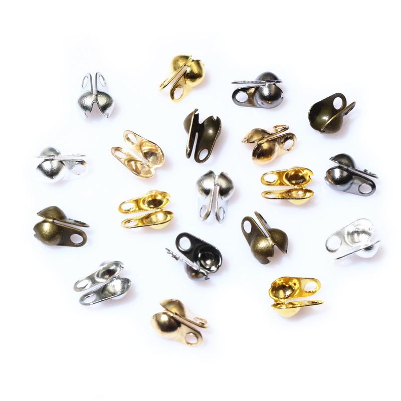 200pcs Fit 1.5/2/2.4/3.2mm Ball Chain Calotte End Crimp Beads Connector Components For DIY Jewelry Making Accessories Findings