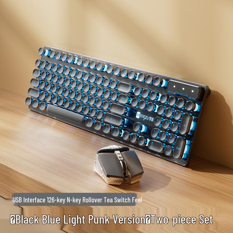Retro Punk Mechanical Keyboard and Silent Mouse Set for Office Computing