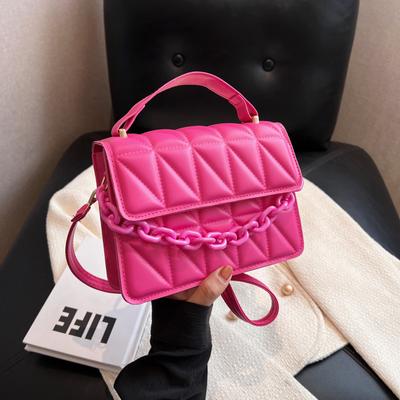 Shangxin Women's Shoulder Bag 2025 New Trendy Fashion Portable Small Square Bag Simple Diamond Popular Messenger Bag