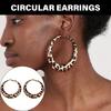 Contemporary Leopard Print Circula Studs Unique Geometric Leopard Print Earrings Charm for Party Date Outfit Enhancement