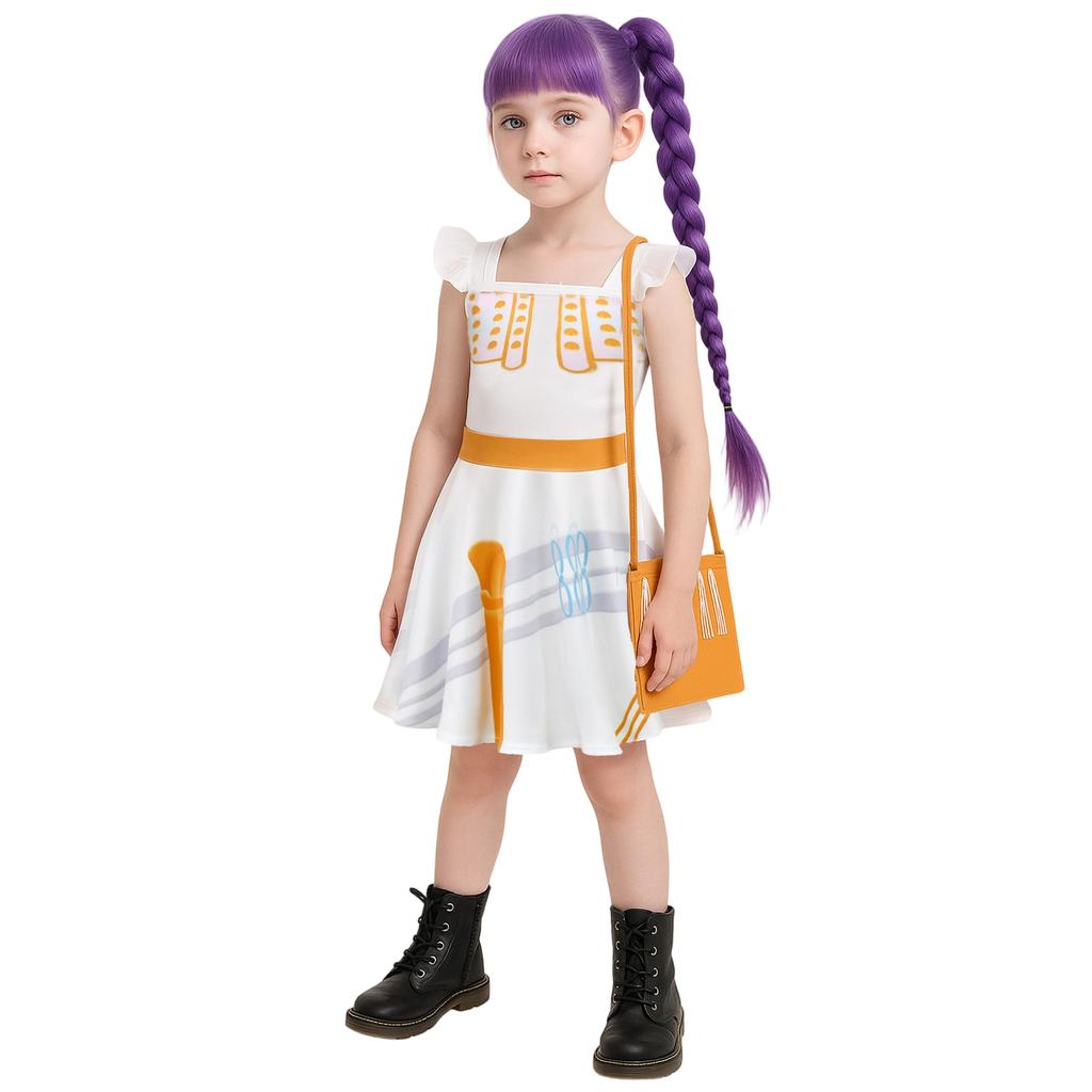 Kids Girls Casual Cute Cartoon Print Vest Sleeveless Dress Dance Cosplay Wear