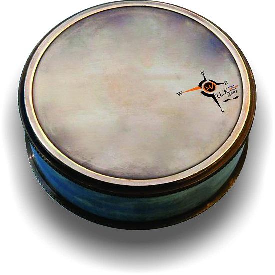 Massives Messingkasten- oder Trommelsextant für Wasserfahrzeuge mit Holzkiste Braun 7,62 cm