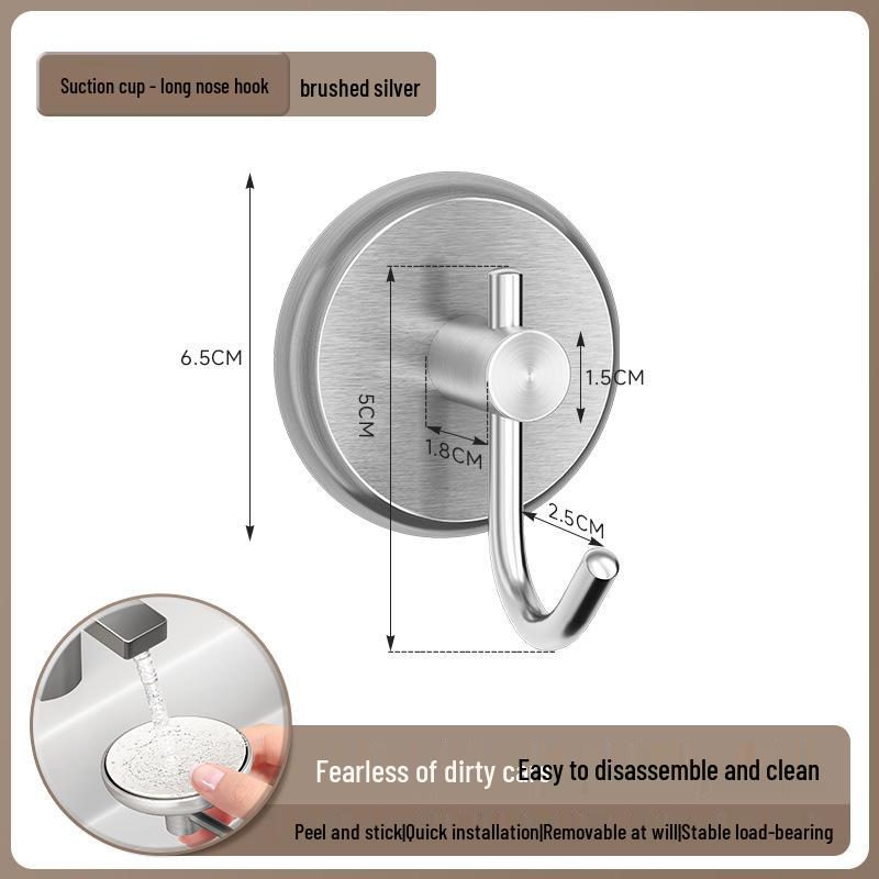Samolepicí přísavkový háček z nerezové oceli do koupelny, na kolej nebo na dveře – Bez vrtání, silný háček pro uložení batohu/kabátu