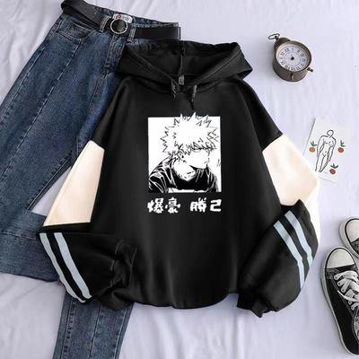 Anime My Hero Academia Katsuki Bakugo Printed Hooded Men Women Patchwork Hoodies Plus Size Streetwear Harajuku Male Sweatshirt