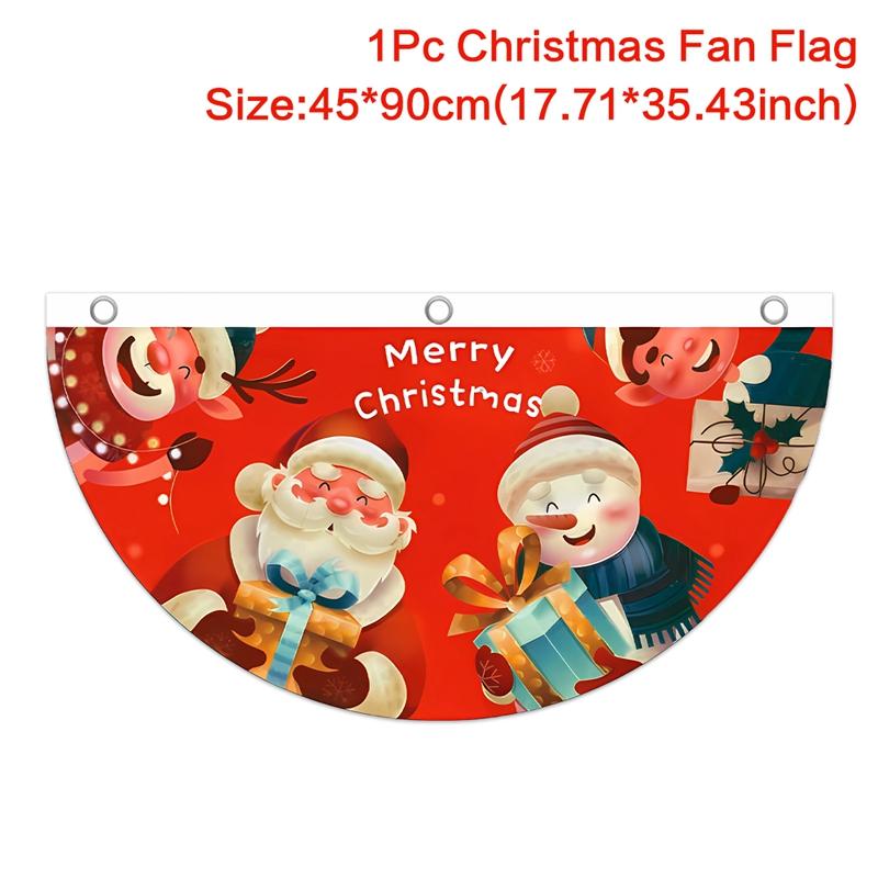 Christmas Outdoor Fan-shaped Flag Banner Christmas Decor for Home 2025 Cristmas Drop Ornament Xmas Navidad Gift New Year 2025