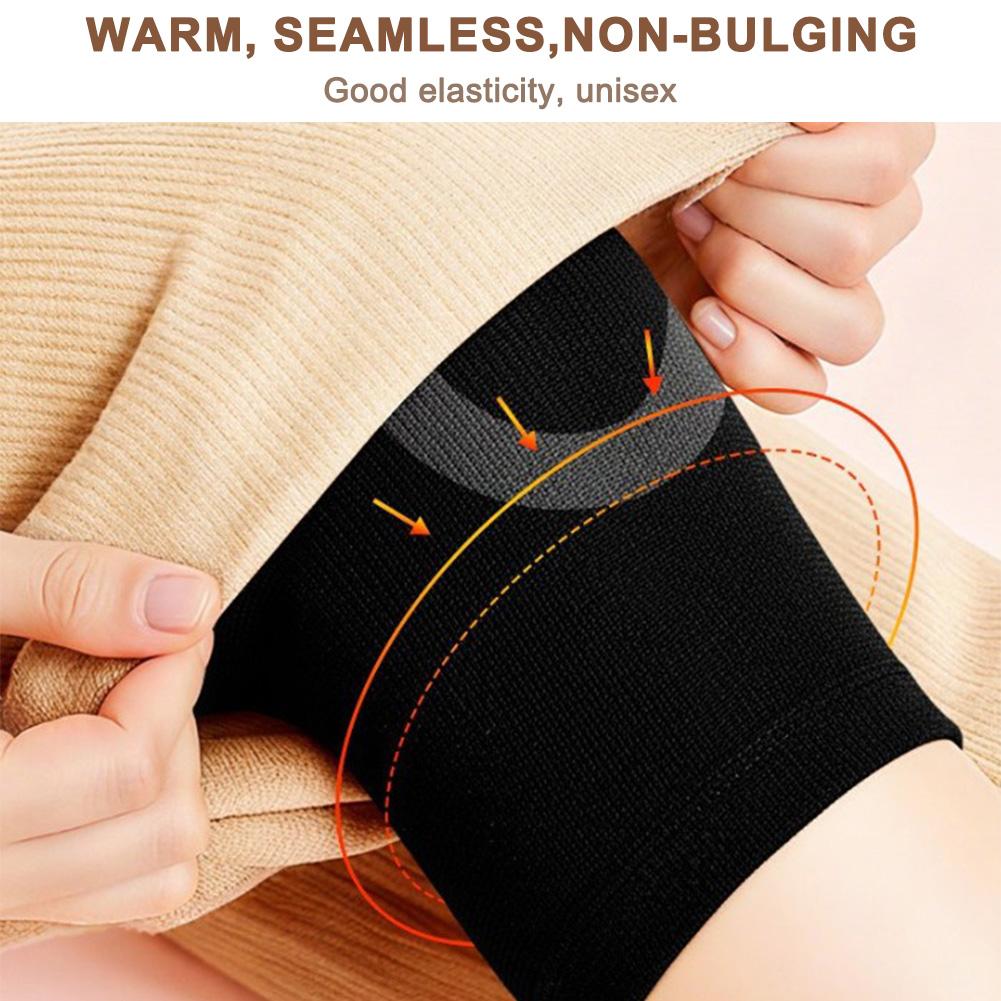 2 PCS Warm Knee Pads with Plush Interior Elastic Bands Nonslip Fit Designed for Cold Weather Sports and Activities