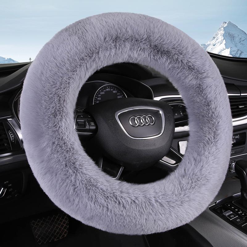 New Style Winter Plush Steering Wheel Cover - Warm, Non-Slip, Rabbit Wool