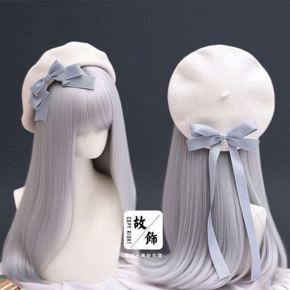 Winter Women's Hat Lolita Cosplay Caps Y2k Accessories Cute Core Beret Women Bow Headwear for Women Hat Ladies Y2k Hat Japanese