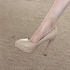 Super High Heel Women Shoes High Quality Patent Leather Hig Heeled Single Shoes Temperament Pointed High Heels Women Dress Pumps