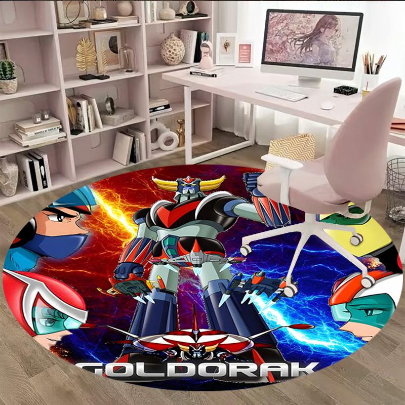 1pc UFO Robot Grendizer5 Print Round Carpet Chair Round Carpet Suitable for Bedroom Living Room Home Decorative Carpet