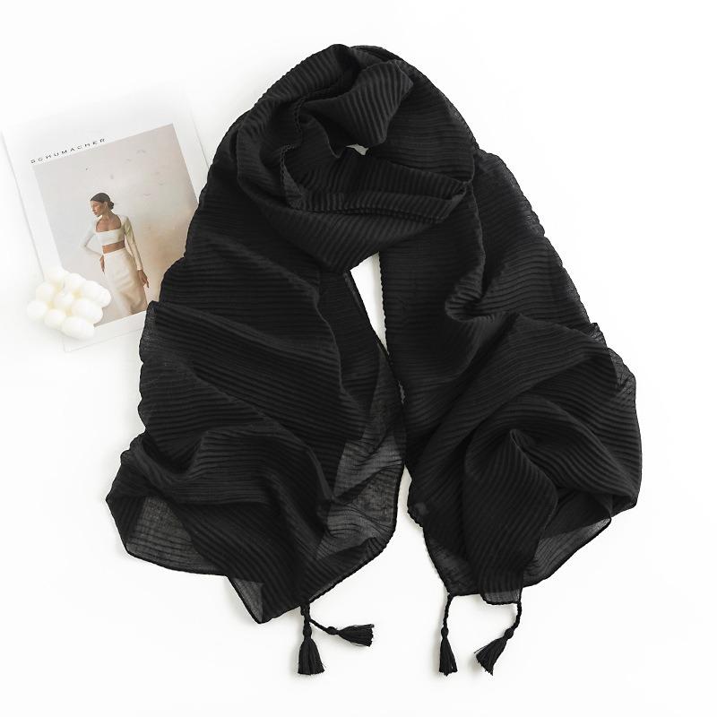 New Herringbone Pattern Single Color Versatile Imitation Cashmere Scarf for Women Simple Casual Style Tassel Warm Shawl