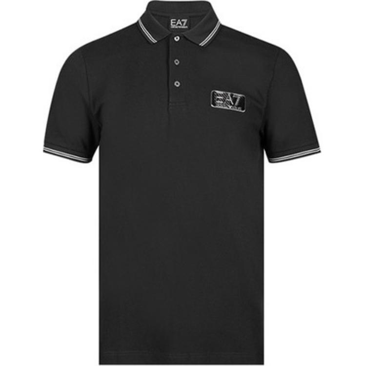 Emporio Armani Мужская полосатая футболка-поло EA7 Черная 6RPF05-PJ04Z-1200 XS