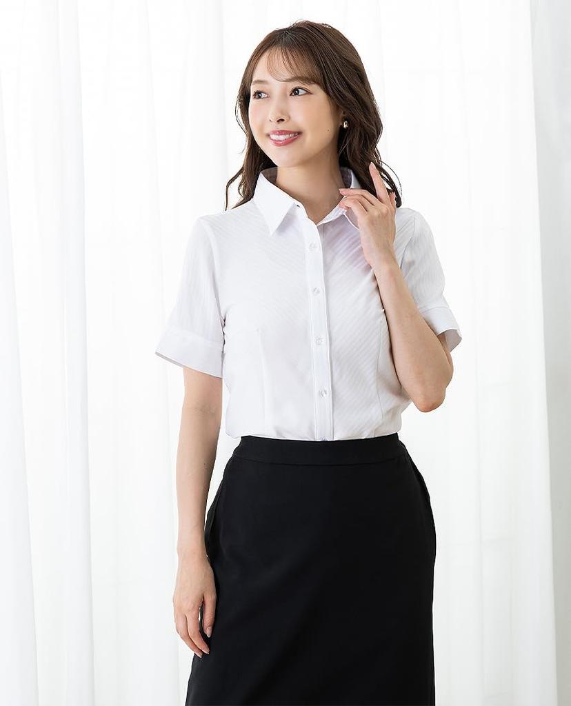 Gestreiftes Kleid Kurz Job Nein Locker Groß Weiß Größe 19 Weiße Streifen [Rot hinzufügen] Hemd, Hemd, Damen, Ärmel, Büro, Jagd, Bügeln, Passform, Größe,