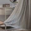 Imanqi Yun Blue Butterfly Jacquard Tassel Semi-Blackout Curtains for Kitchen or Bay Window
