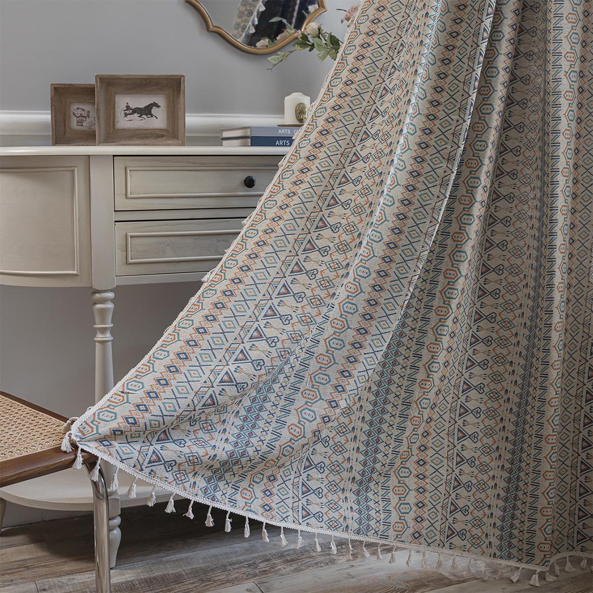 

Imanqi Yun Голубые жаккардовые шторы с кисточками «Бабочка» для кухни или эркерного окна 150x160 cm