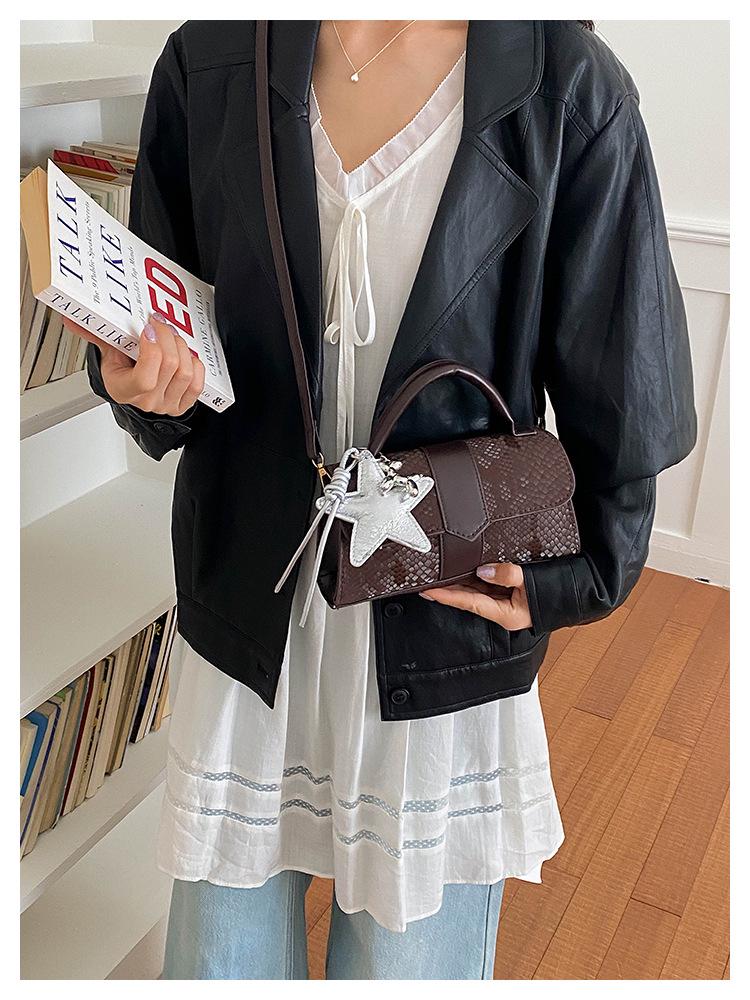 Women's 2026 Niche Snakeskin One-Shoulder Crossbody Handbag with Versatile Star Charm