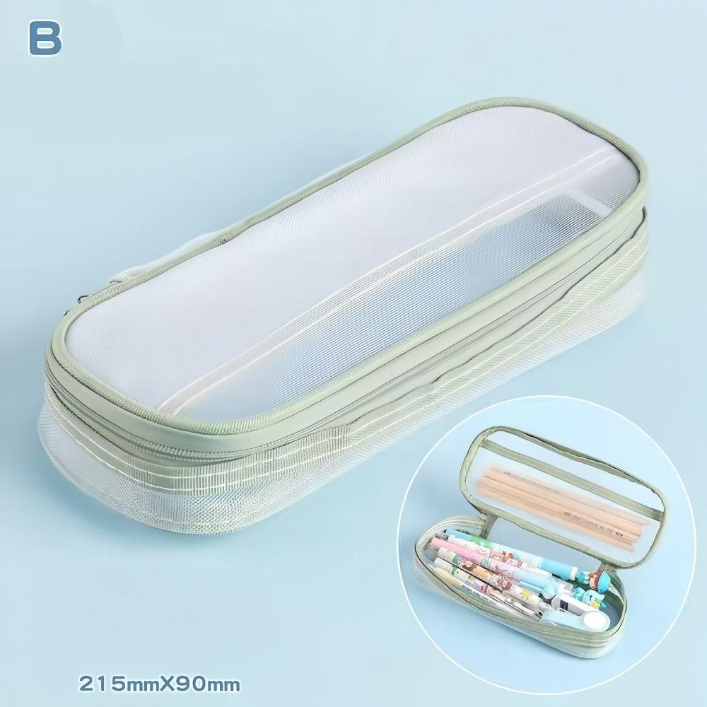 Lightweight Mesh Pencil Case Large Capacity Aesthetic Bag  Student Stationary