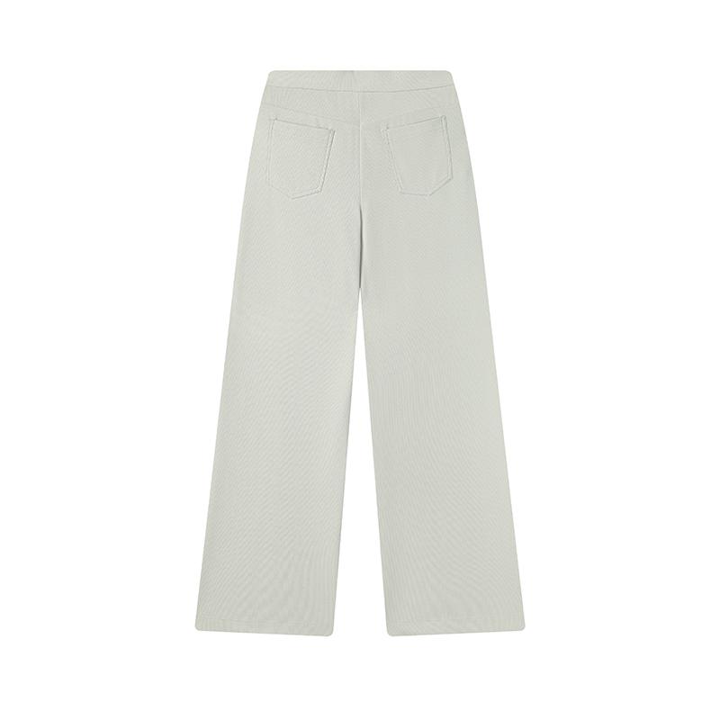 Fila Emerald Series Simple Daily Solid Color Basic Comfortable Versatile Fashionable Knitted Wide Leg Casual Pants Women Bottoms F11W514604FLK