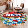 Blue Smurfs Pattern Round Rug, Indoor/Outdoor Mat, for Picnic, Gameroom, Bedroom, Office, Living Room, Home Decor Carpet, Birthday Gift