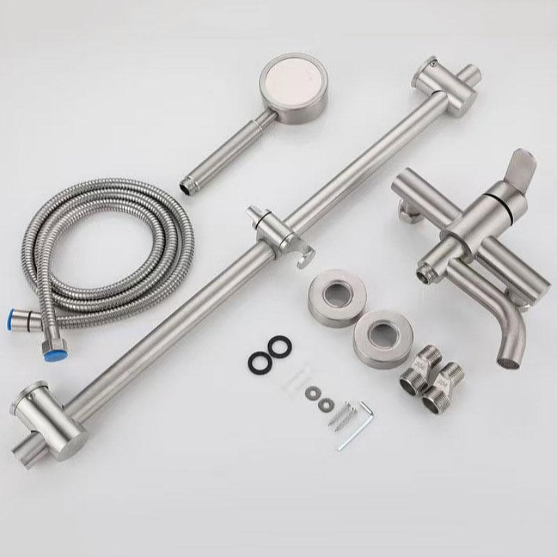 304 Stainless Steel Bathroom Shower Faucet Set Hot and Cold Mixer Tap Bathtub Faucet Set With Hand Shower Head Nickel