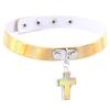 Cross Laser Glow Choker, Gothic Cross Luminous Short Leather Clavicle Necklace