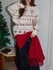 Women's Fair Isle Apricot Sweater - Cozy Winter Knit Top for Christmas & New Year Celebrations
