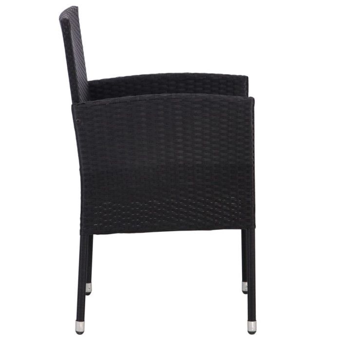 VidaXL Chaises de jardin coussins blanc crème 2pcs noir résine tressée, siège de jardin, chaise de balcon, chaise à dîner de 318704