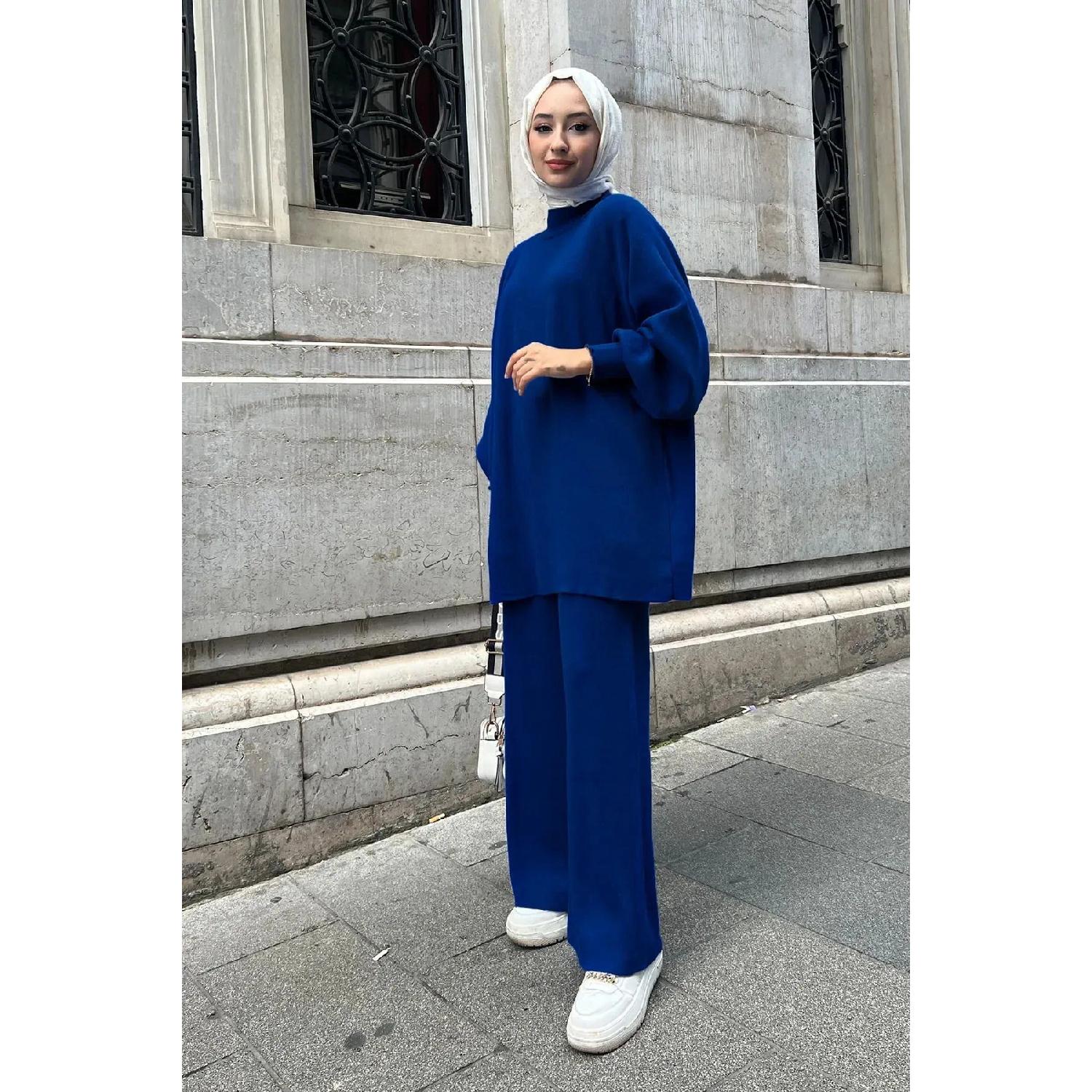 

Balloon Sleeve Knitwear Set Темно-синій