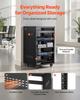 16U AV Rack, 90.7 kg Max Load Capacity, Home Recording Studio Rack with Lockable Caster Wheels, Open Frame Server Cabinet, Special Vent Design, for
