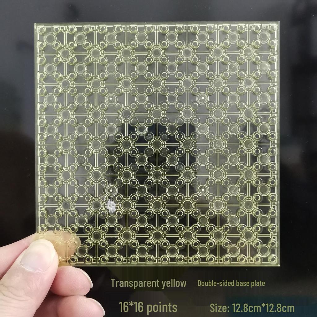 Double-Sided 16x16 Transparent Stud Baseplate for MOC Building Block Scene
