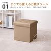 Takeda Corporation 38x38x38cm Storage Stool for Small Items, Tidying, and Organizing, Ivory Leather-Look, E3-LCS38IV
