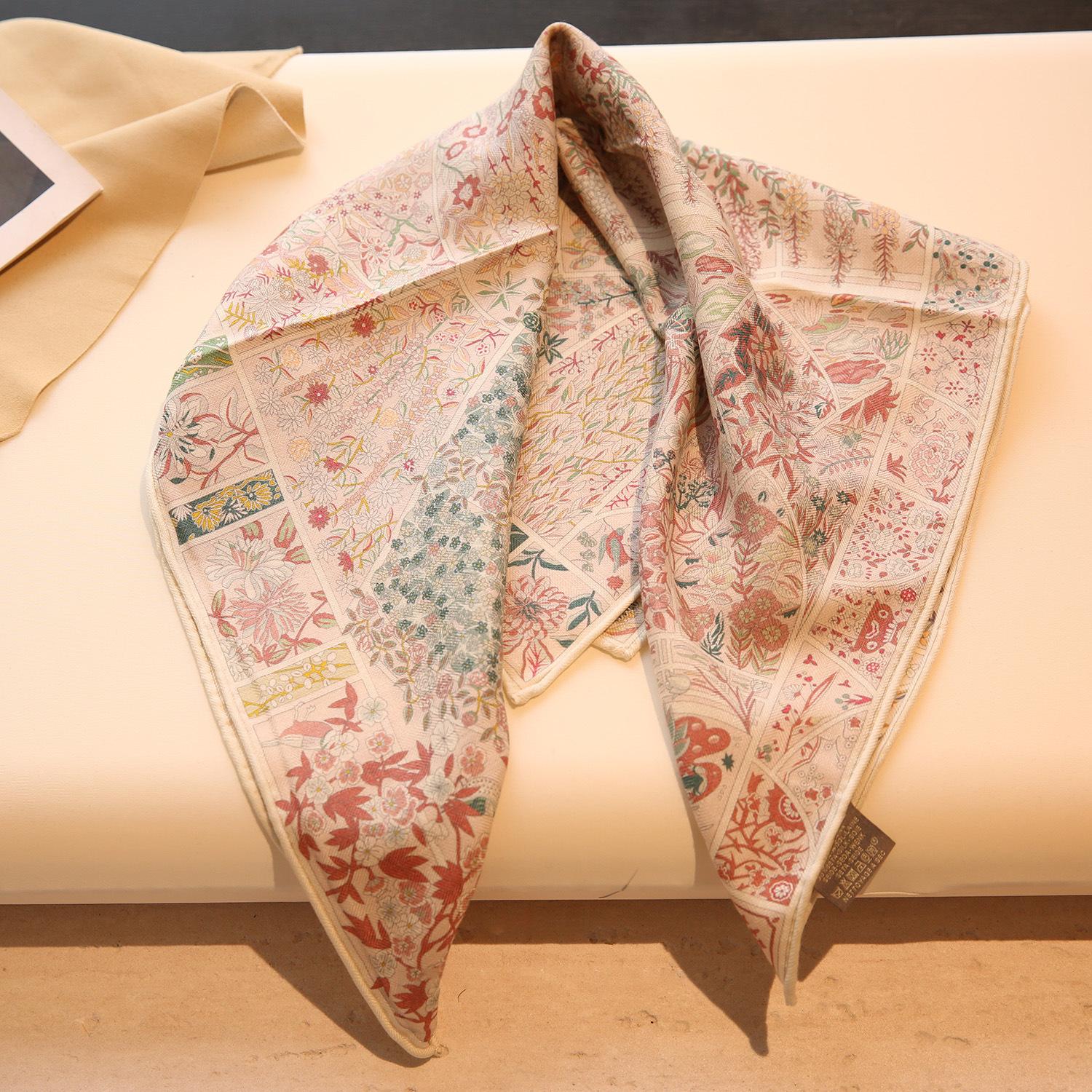 Mulberry silk wool 65 silk wool blend pink garden autumn and winter women s versatile fashion high-end scarf silk scarf