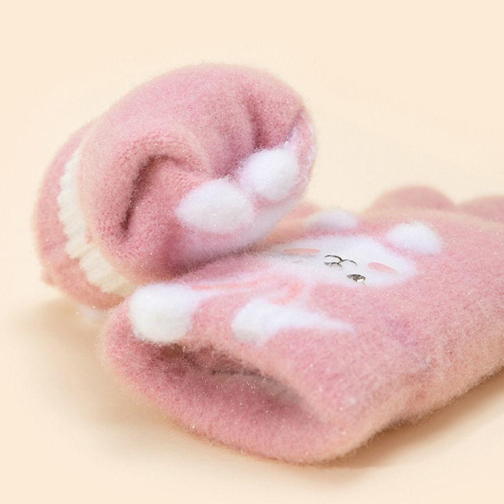 Thickened Rabbit Knitted Mittens Windproof Child Cold-Proof Gloves Winter Warm Gloves  Child