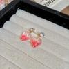 Silver Needle Pink Cubic Zirconia Flower Stud Earrings – Elegant & Delicate Accessories for Women.