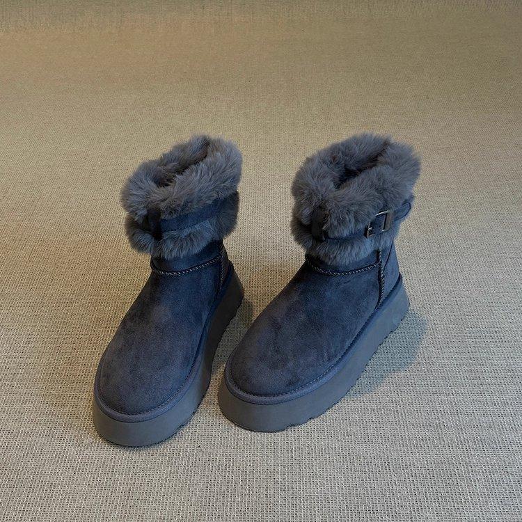Snow boots 2026 autumn and winter new retro fur integrated short boots with plush insulation for winter