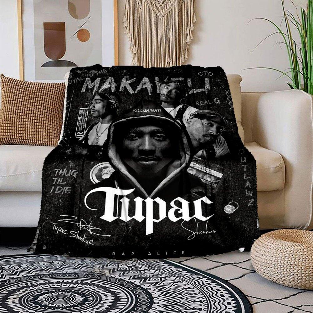 

Rap 4 Life: Tupac Shakur Tribute Hoodie Blanket Flannel Throw Blanket for Sofa, Bed, Travel, Camping, Office, Couch, Chair, And Bed Gift fo 150x180cm