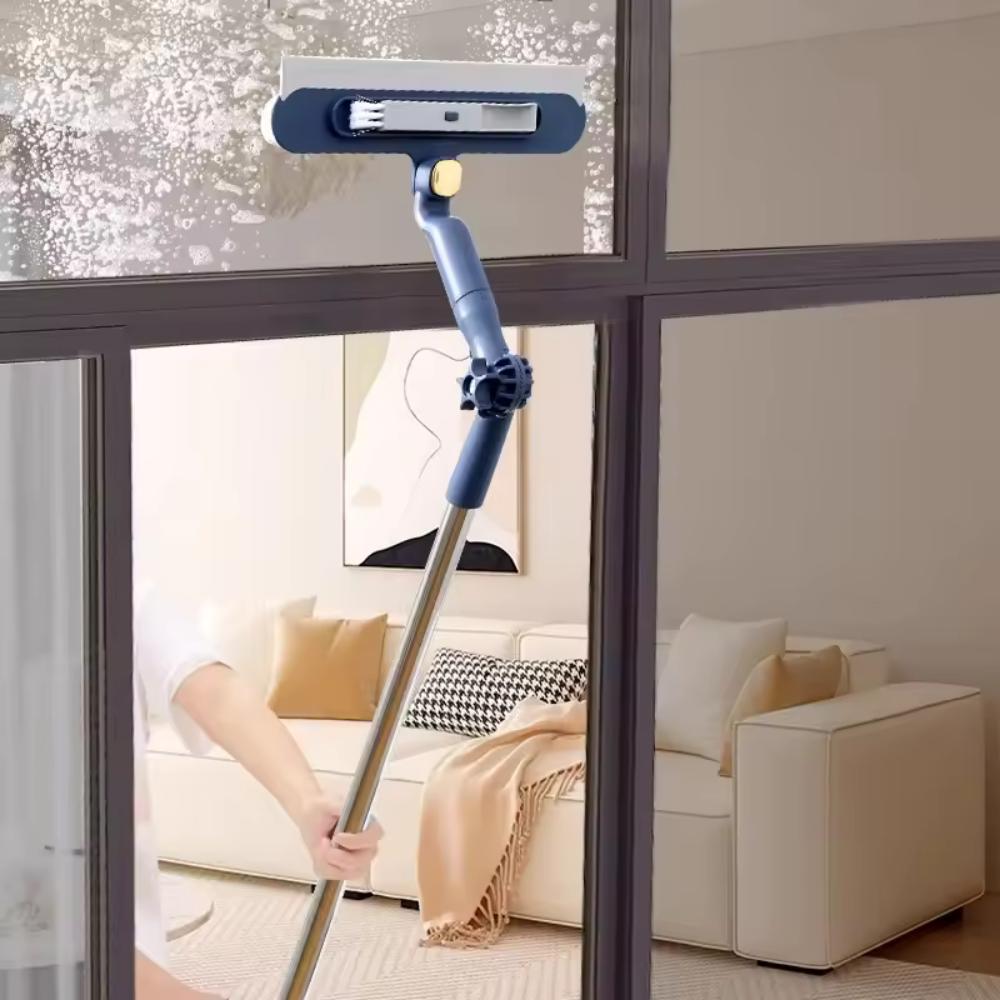 2-in-1 Adjustable Window Squeegee With Grooved Blade Durable Metal And Plastic Construction Ideal For Cleaning Shower Windows In